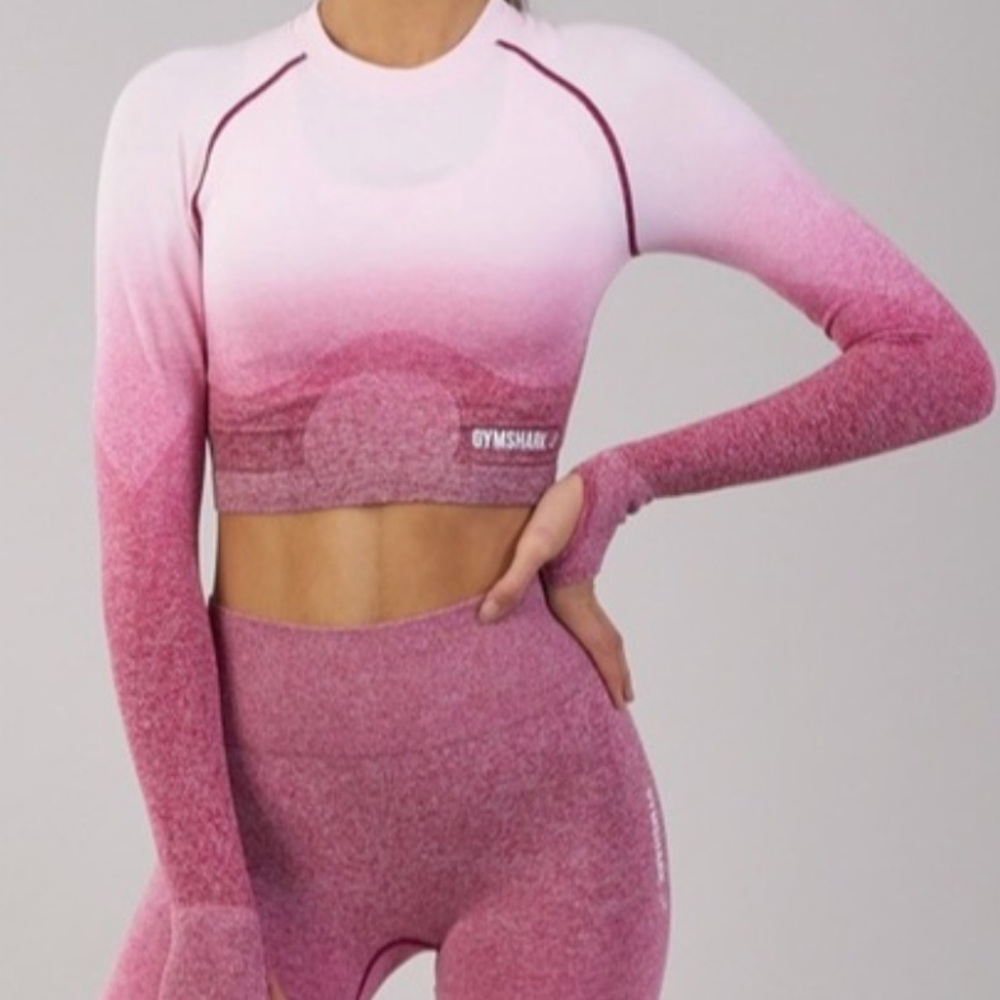 gymshark OG pink ombre seamless long sleeve crop